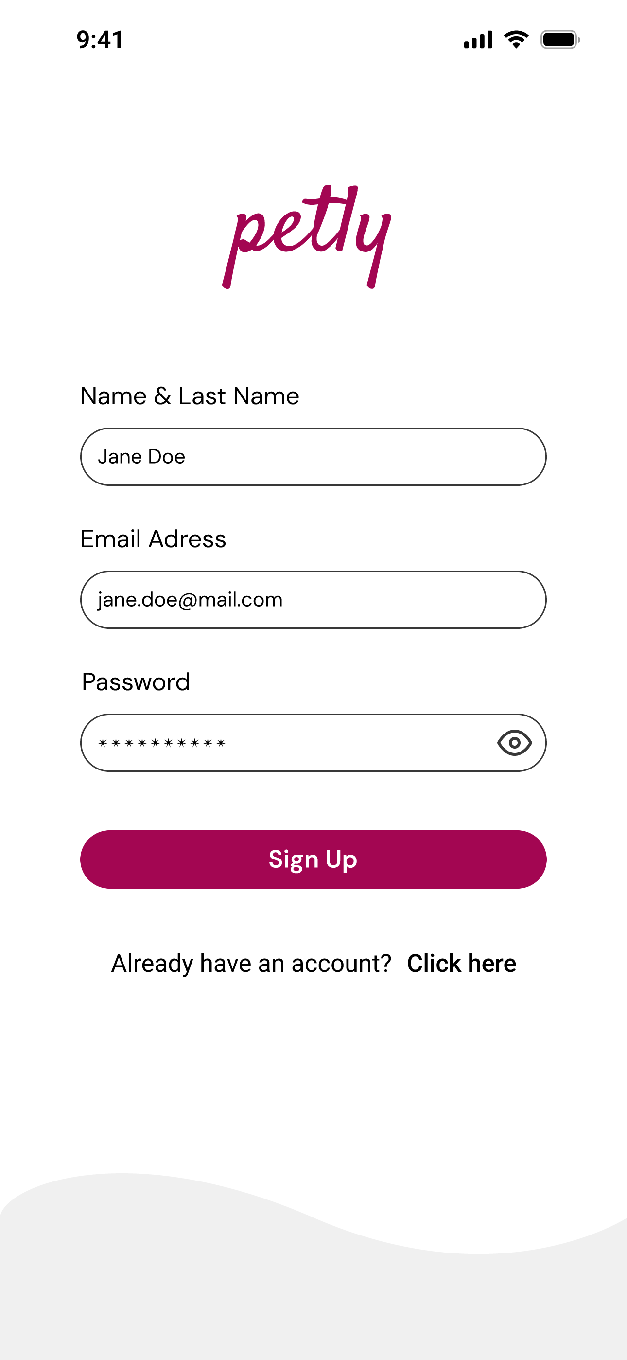 Finalized login page design