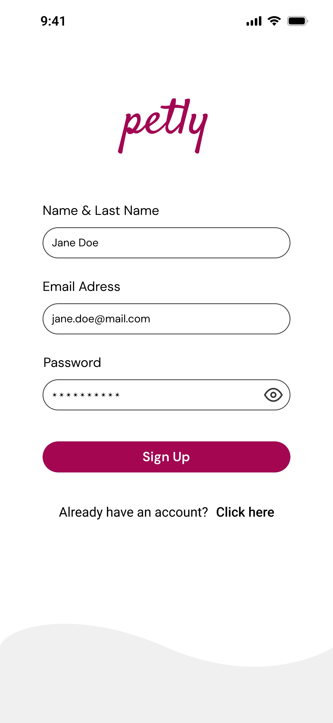 Finalized login page design