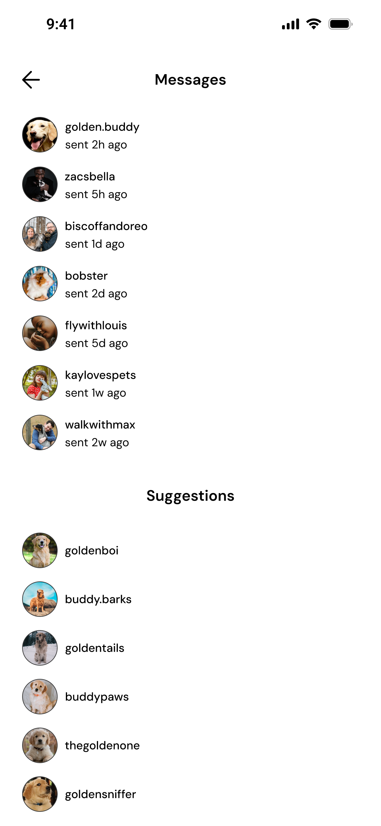 Finalized messages page design