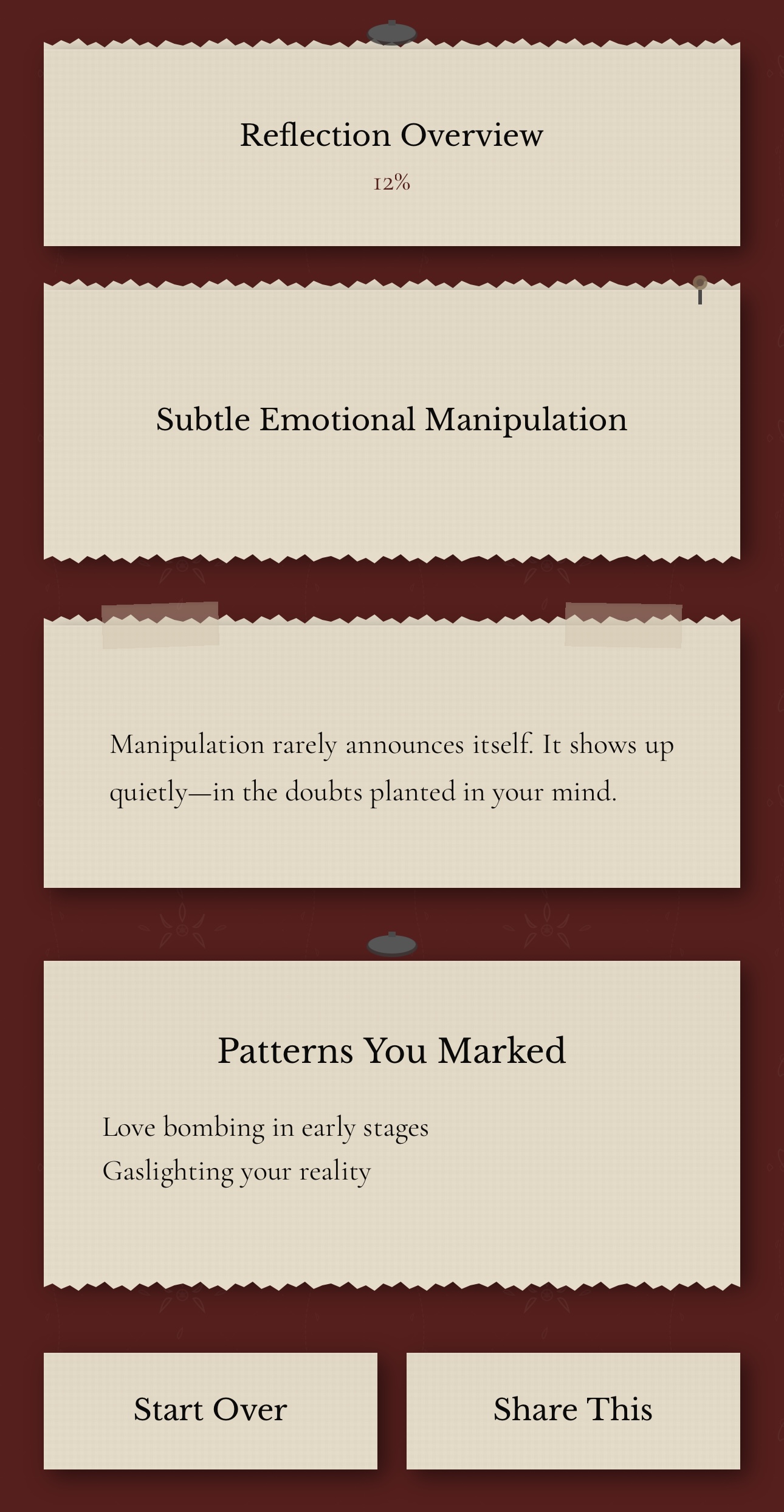 Results breakdown screen