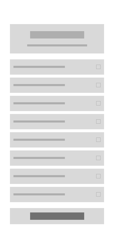 Early wireframe of the selection page